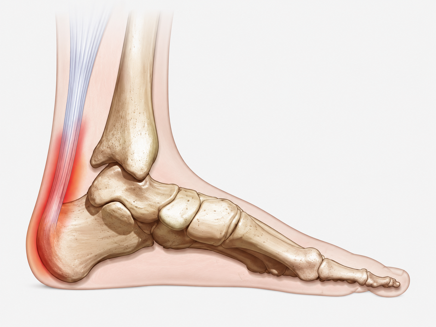 Achilles tendon pain above the back of the heel