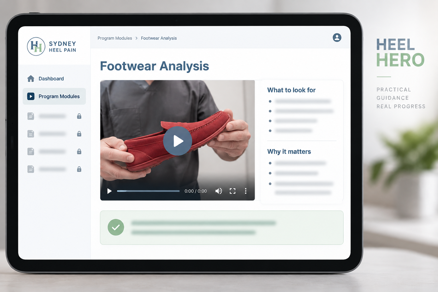 Heel Hero footwear analysis shown on tablet